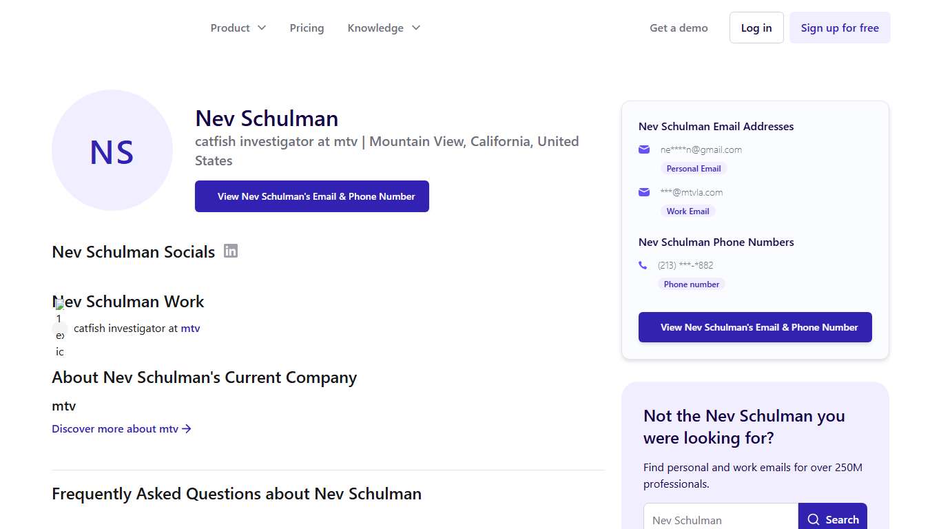 Nev Schulman Email & Phone Number catfish investigator at mtv - ContactOut